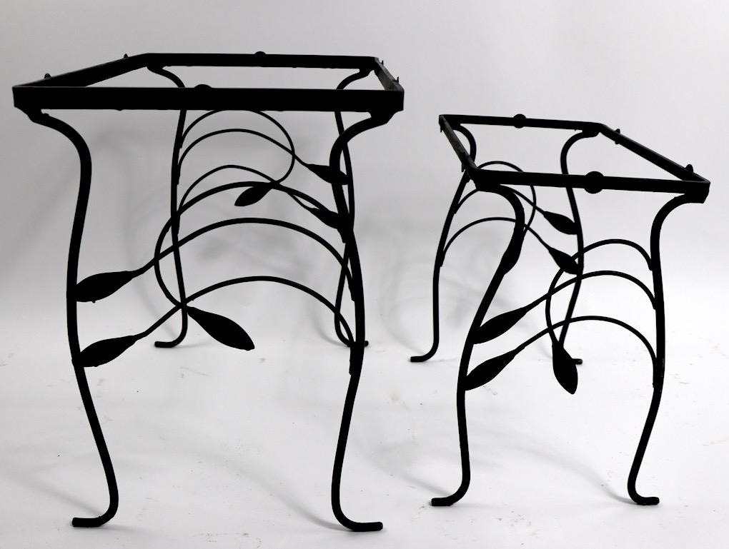 20th Century 2-Piece Wrought Iron Nesting Tables after Salterini