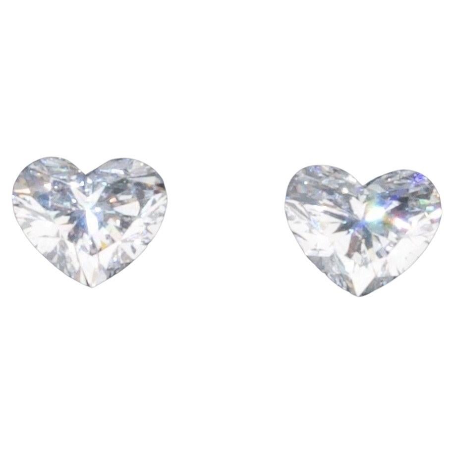 2 pcs Natural Diamonds - 0.60 ct - Heart - E, D (colourless) - SI1- GIA Cert For Sale