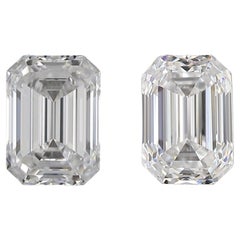 2 pcs Natural Diamonds - 0.80 ct - Emerald - D 'Colorless' - VVS1, GIA Cert