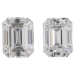 2 pcs Natural Diamonds - 0.80 ct - Emerald - D (colourless) - VVS1- GIA Cert