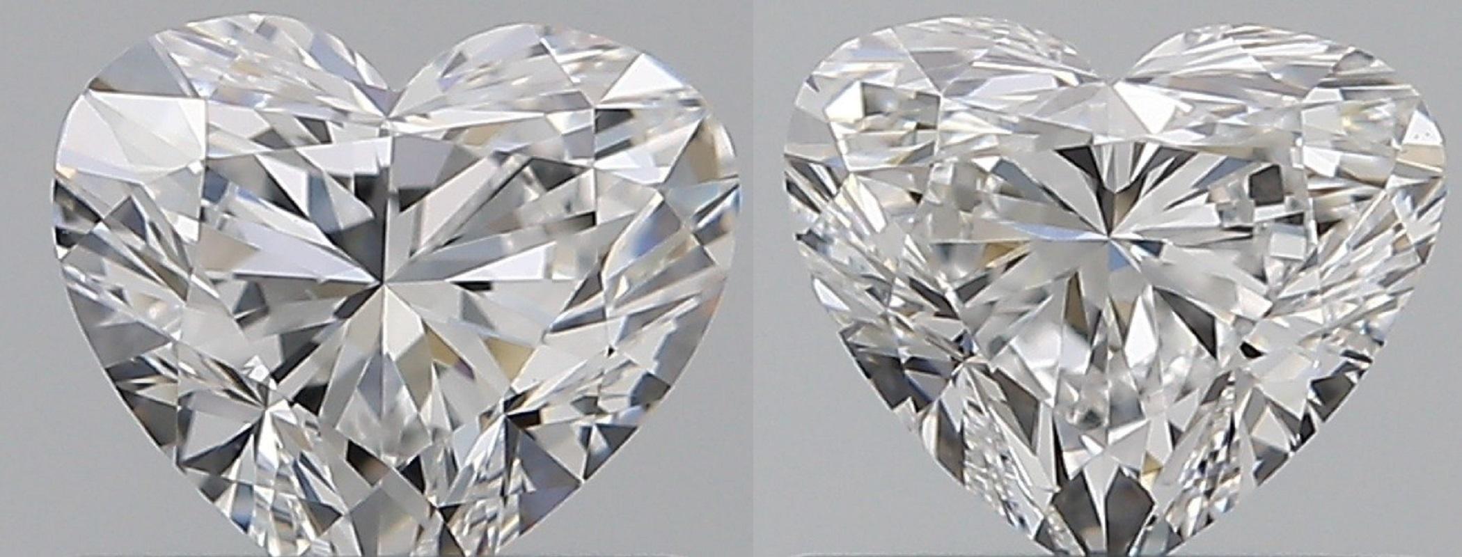 2 Pcs Natural Diamonds, 1.00 Ct, Heart, D 'Colourless' VS1, GIA Certificate For Sale 4