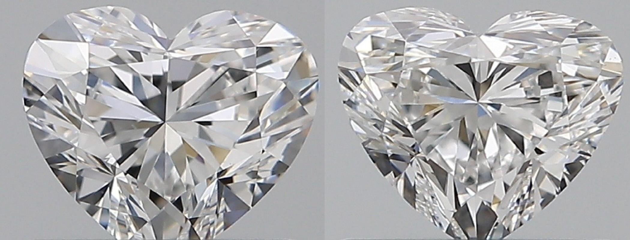 2 pezzi di diamanti naturali, 1,00 carati, cuore, D 