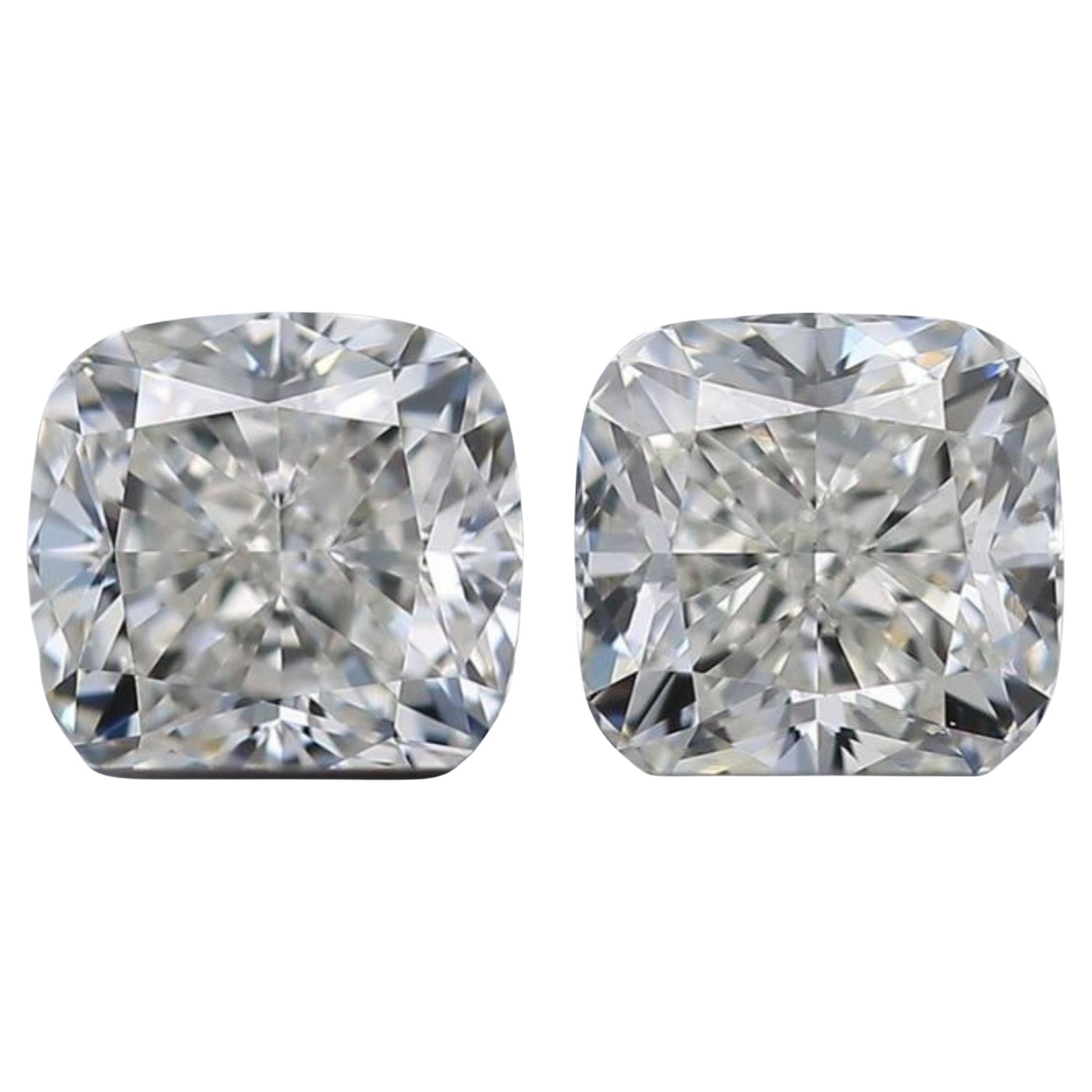 2 pcs Natural Diamonds - 1.01 ct - Cushion - G - VVS1, VS1- GIA Certificate