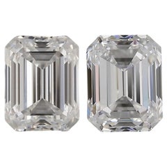 2 Pcs Natural Diamonds, 1.02 Ct, Emerald, D 'Colourless', VVS1, GIA Cert