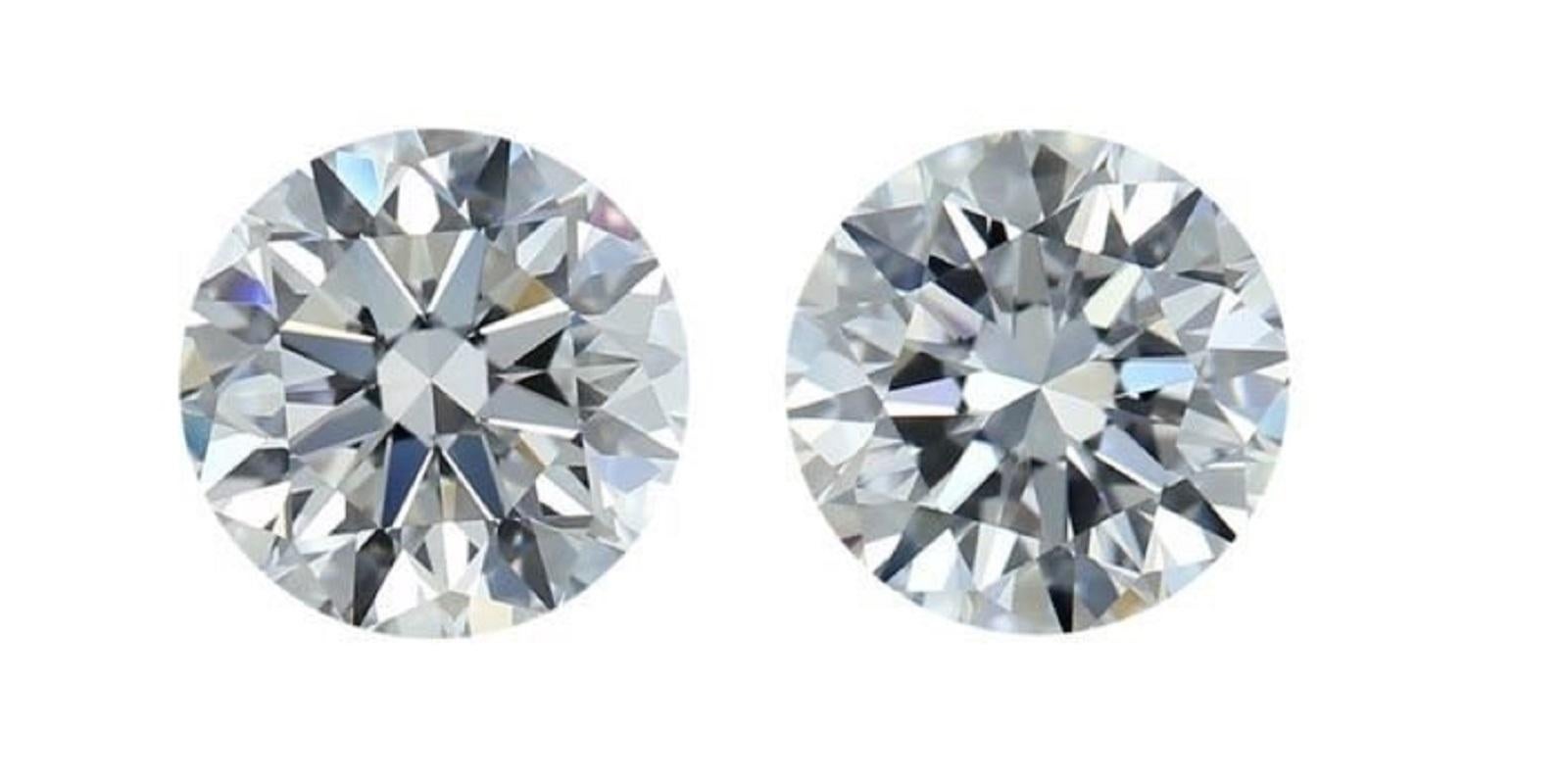 2 Pcs Natural Diamonds, 1.06 Ct, Round, D 'Colourless', If 'Flawless', IGI In New Condition In רמת גן, IL