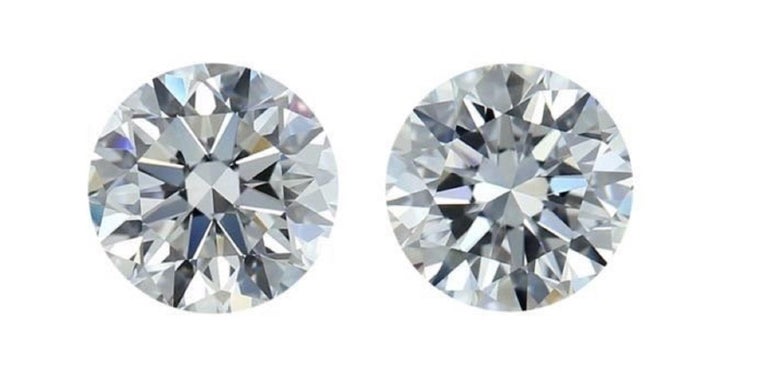 Women's or Men's 2 Pcs Natural Diamonds, 1.06 Ct, Round, D 'Colourless', If 'Flawless', IGI For Sale