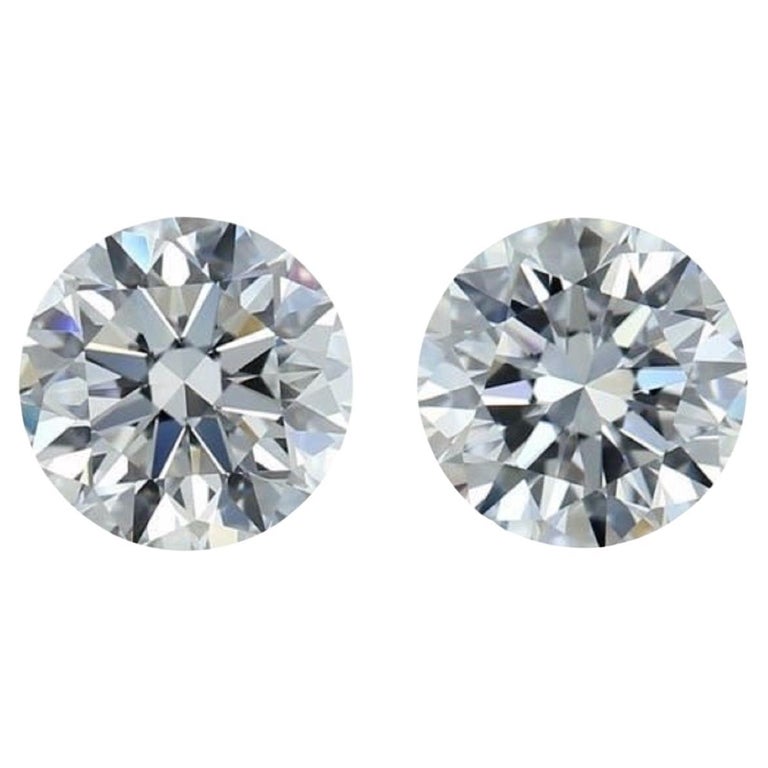 2 Pcs Natural Diamonds, 1.06 Ct, Round, D 'Colourless', If 'Flawless', IGI For Sale
