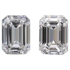 2 pcs Natural Diamonds - 1.41 ct - Emerald - E, F - VVS1, VVS2- GIA Certificate