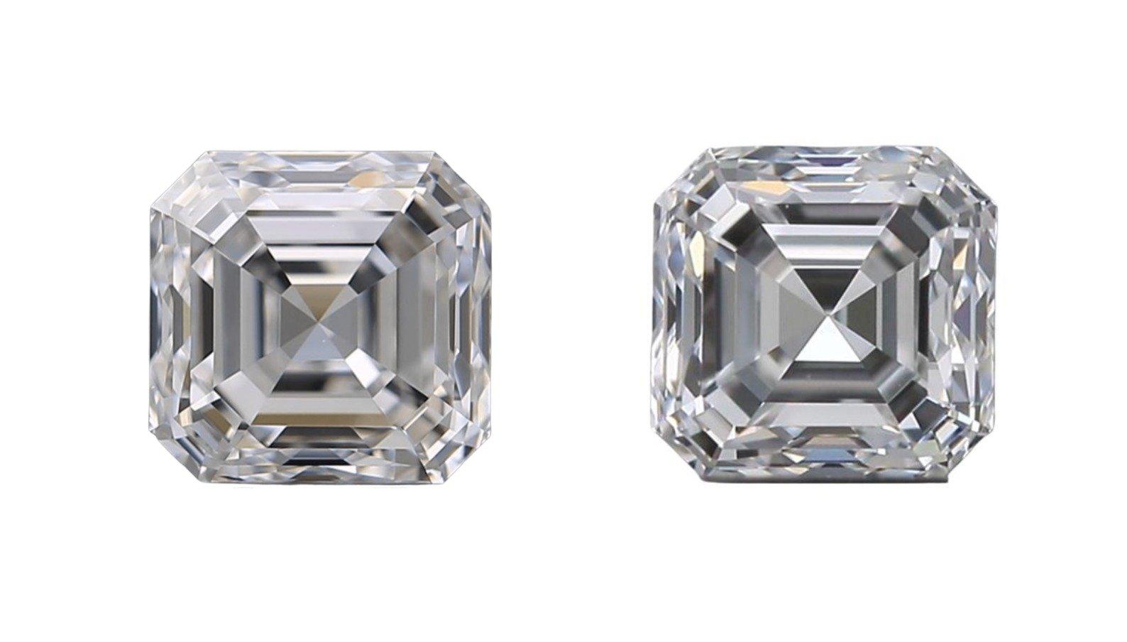 Women's or Men's 2 Pcs Natural Diamonds, 1.85 Ct, Asscher, D 'Colourless', VVS, GIA Cert For Sale