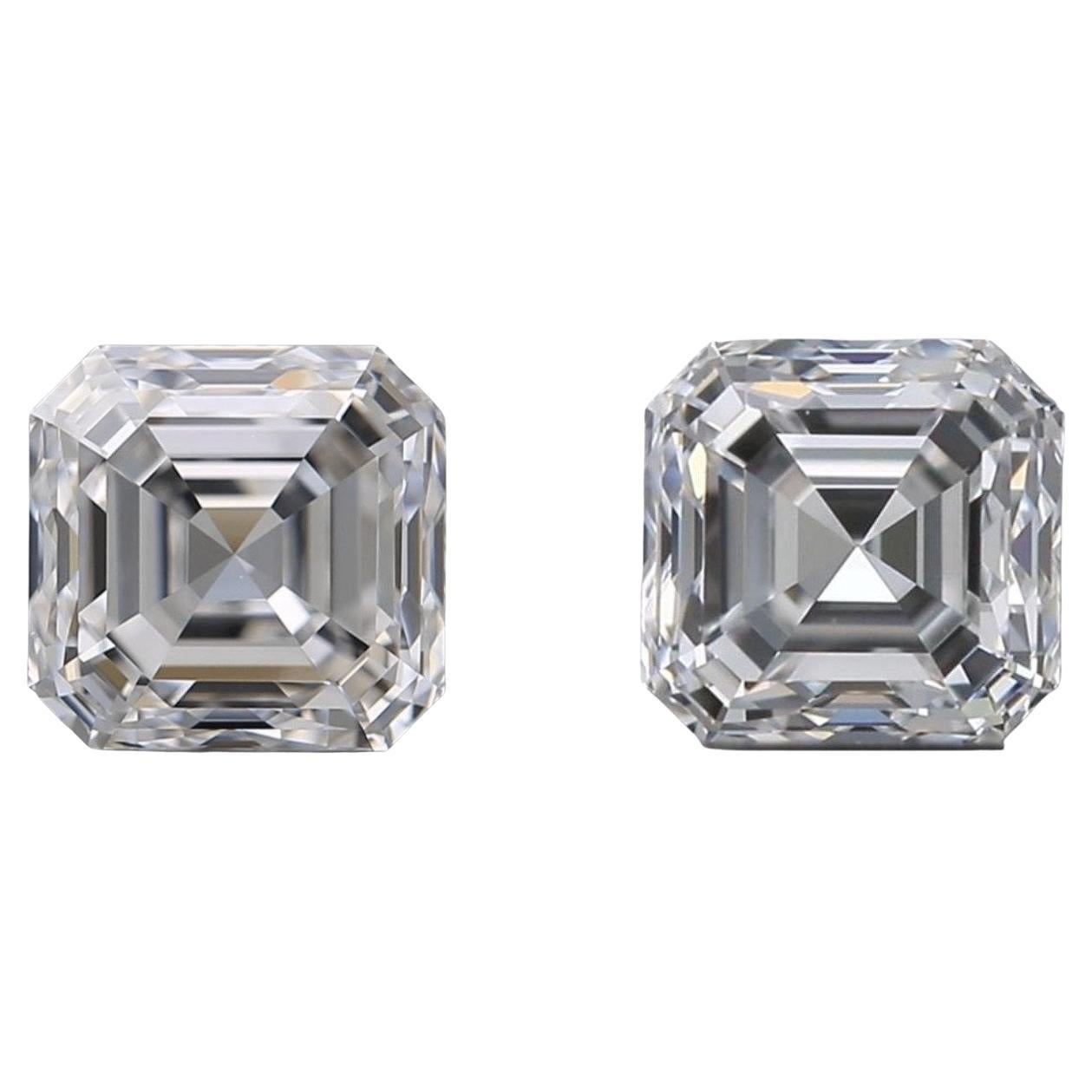 2 Pcs Natural Diamonds, 1.85 Ct, Asscher, D 'Colourless', VVS, GIA Cert For Sale