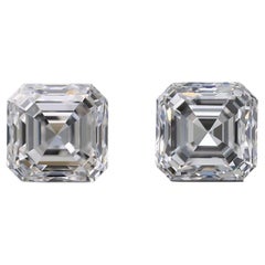 2 Pcs Natural Diamonds, 1.85 Ct, Asscher, D 'Colourless', VVS, GIA Cert