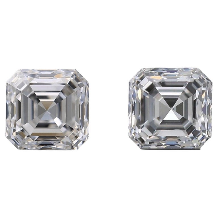2 Stck natrliche Diamanten, 1,85 Karat, Asscher, D ''Farblos'', VVS,  GIA-zertifiziert im Angebot bei 1stDibs