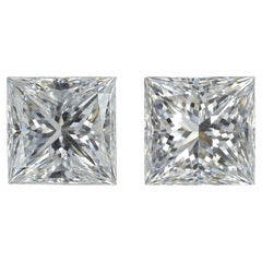 2 Pcs Natural Diamonds, 3.07 Ct, Princess, D 'Colourless', E, VS2, GIA