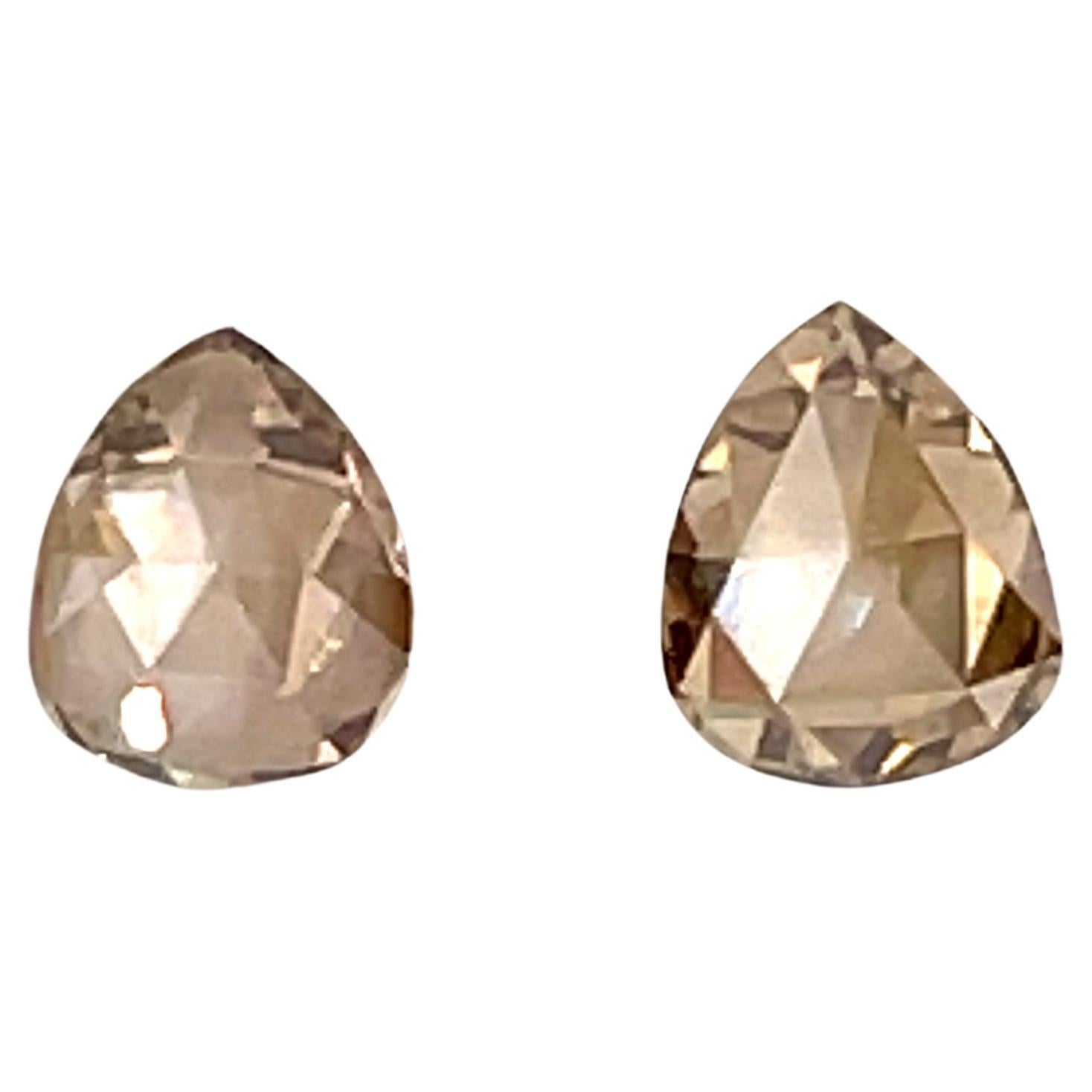 2 Pear-Shaped Brown Diamonds Cts 2.05 For Sale