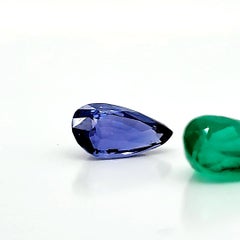 2 Pear-Shaped Emerald and Sapphire Cts 3.40