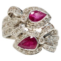Used 2 Pear Shaped Red Ruby ByPass Ring
