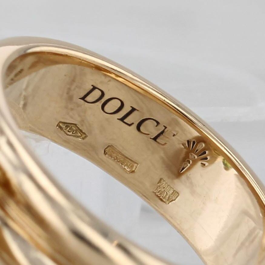 2 Peridots Abstract Charm Ring 18k Yellow Gold Size 6 Cocktail Dolce For Sale 2