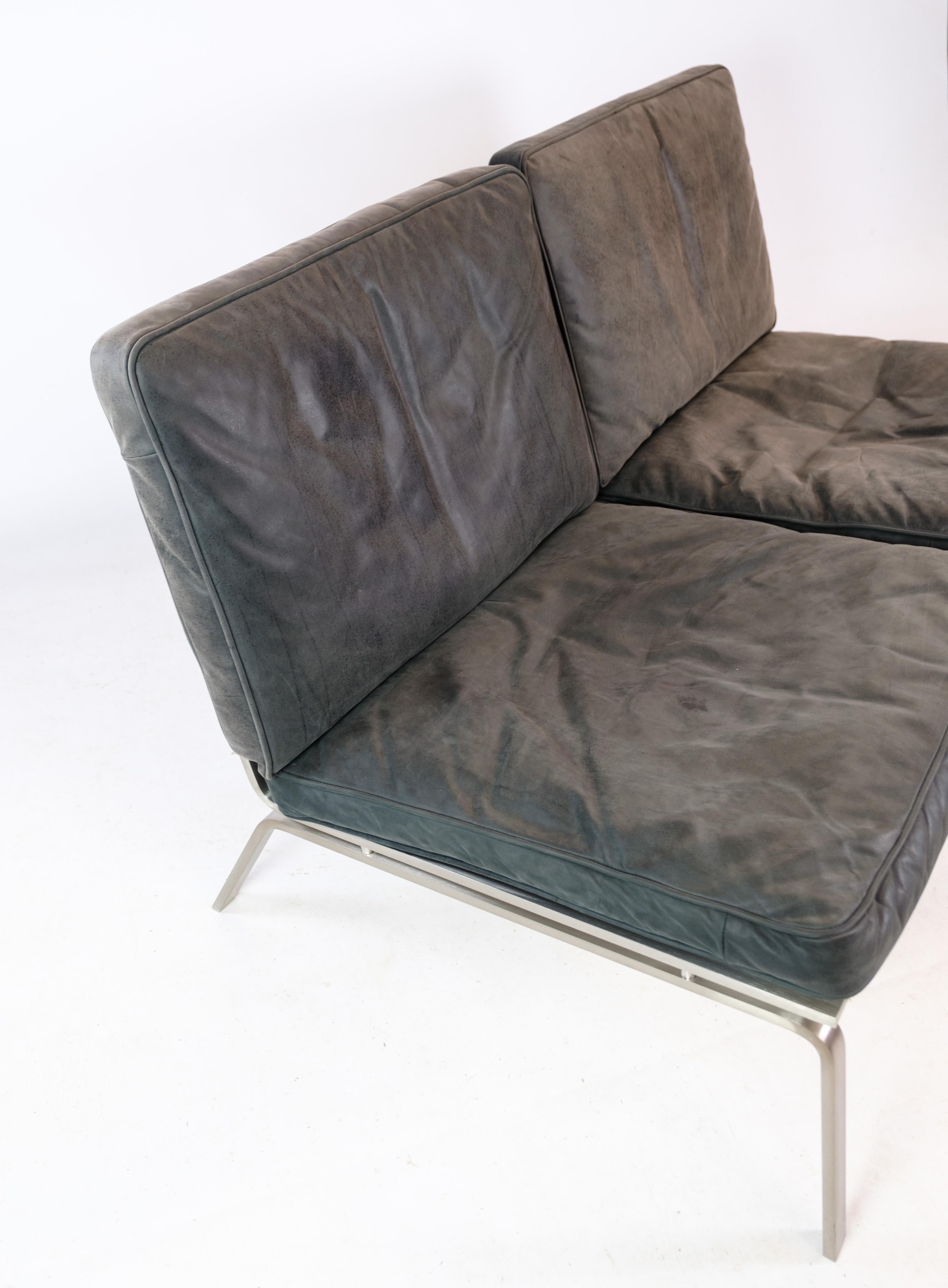 2-Person Sofa From Norr11 Made With Black Leather Cushions From 2000s For Sale 5