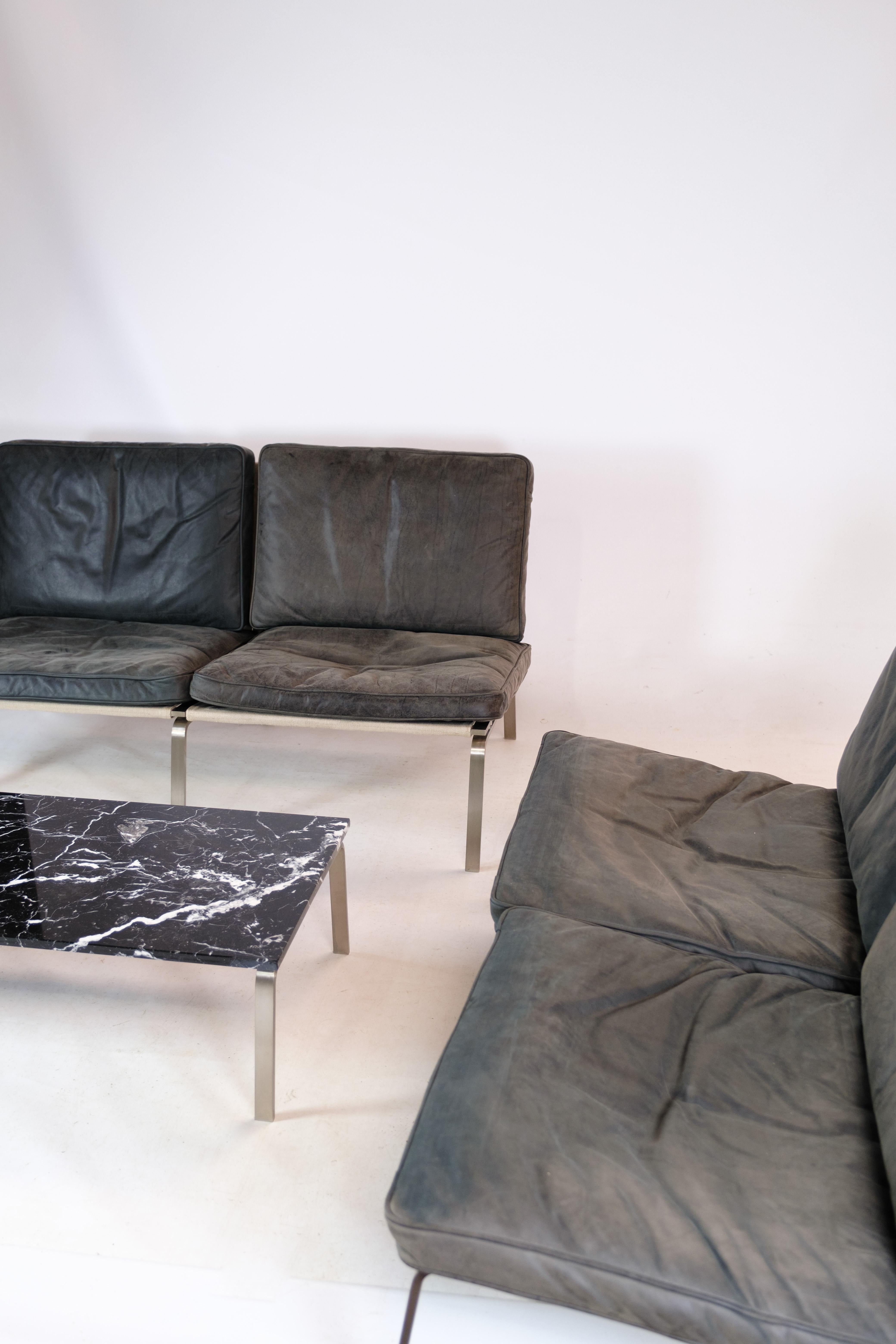 2-Person Sofa From Norr11 Made With Black Leather Cushions From 2000s For Sale 7