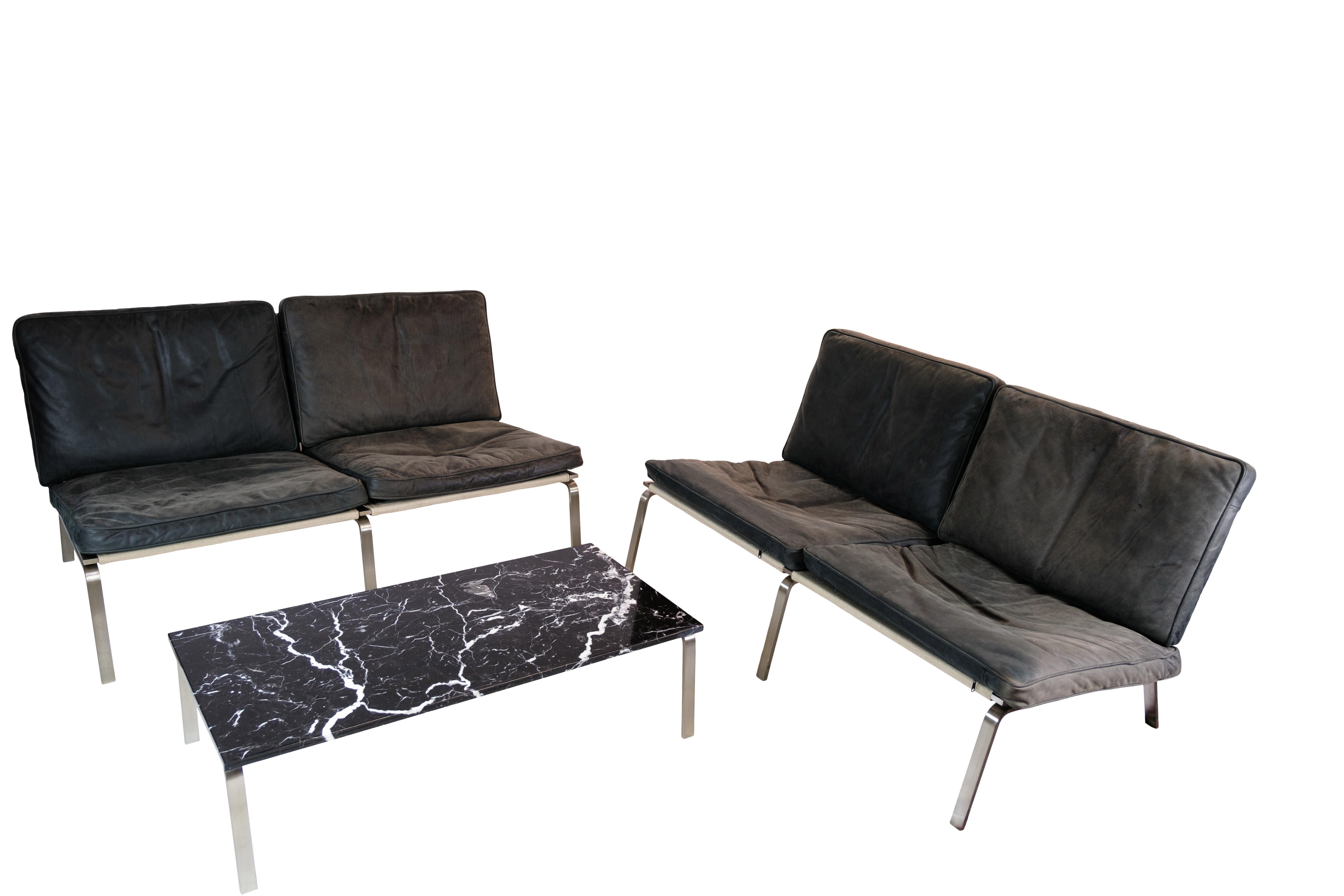 2-Person Sofa From Norr11 Made With Black Leather Cushions From 2000s For Sale 8