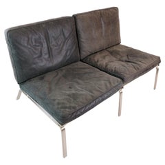 2-Personen-Sofa von Norr11 mit schwarzen Lederkissen aus den 2000er Jahren