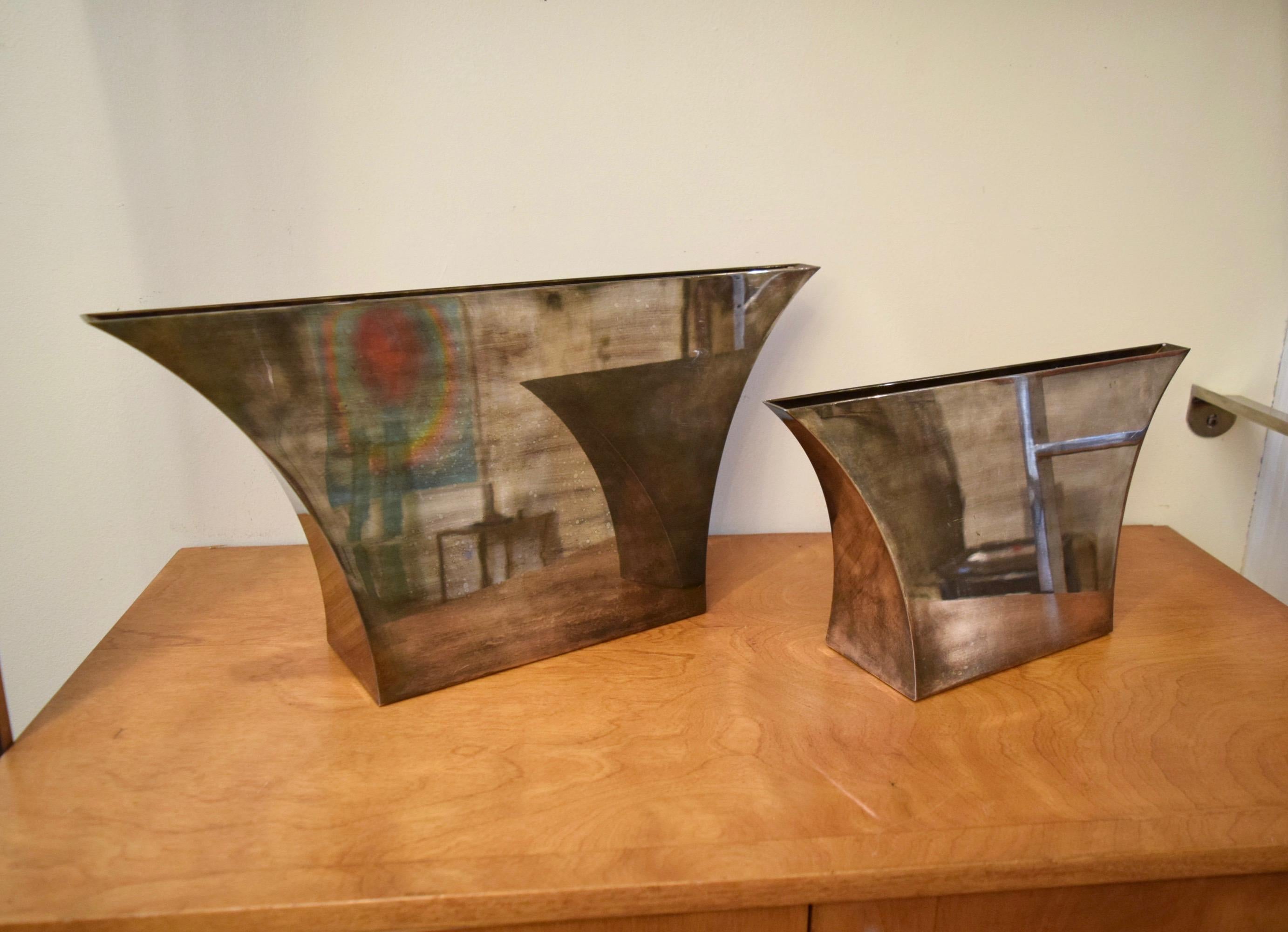 2 Persepoli Silver Plated Vases by Lino Sabattini, Italy, 1960s In Good Condition In Jersey City, NJ