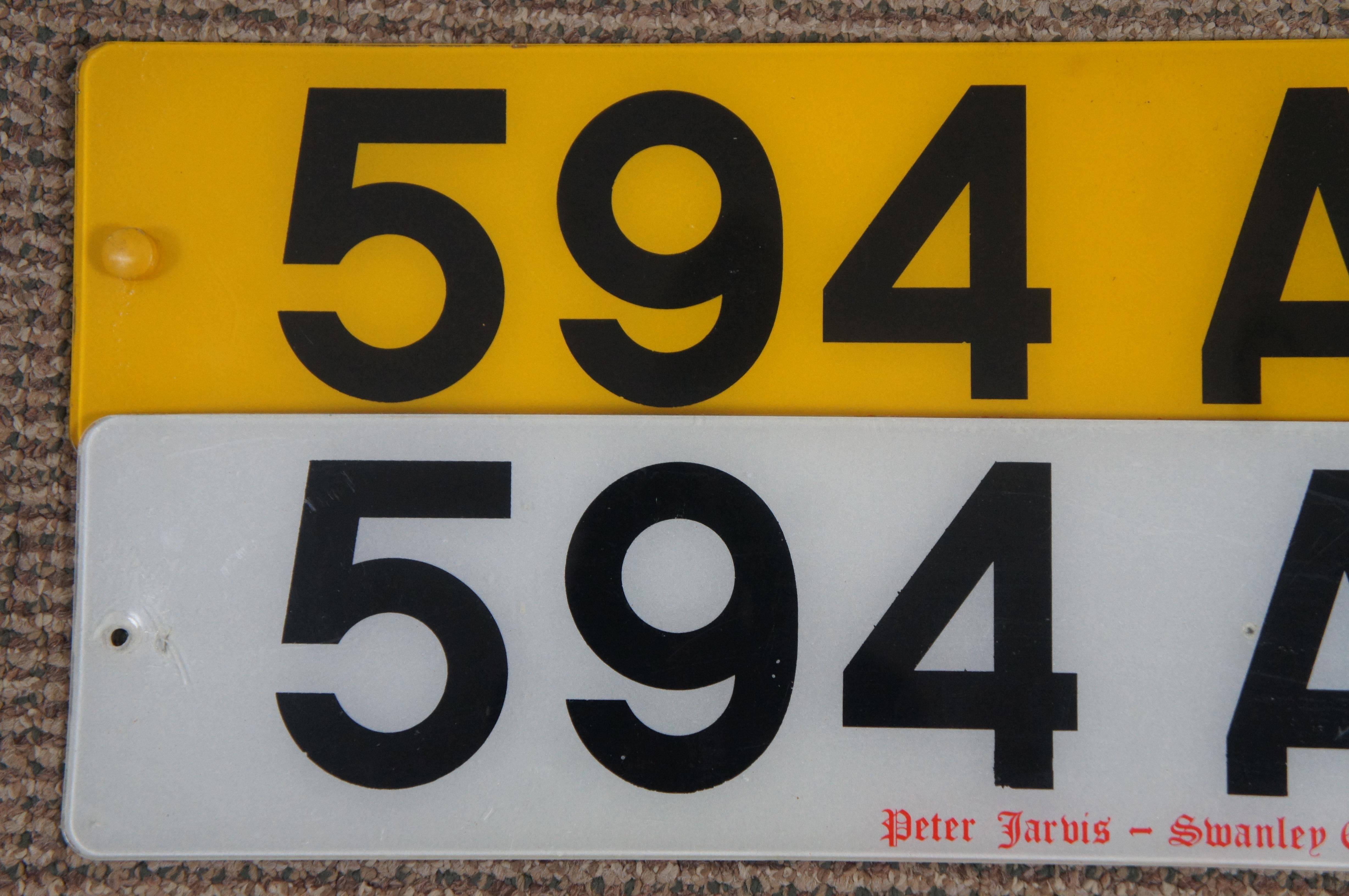 2 Peter Jarvis Euro Car Dealer Vehicle Registration License Plates Yellow White  2