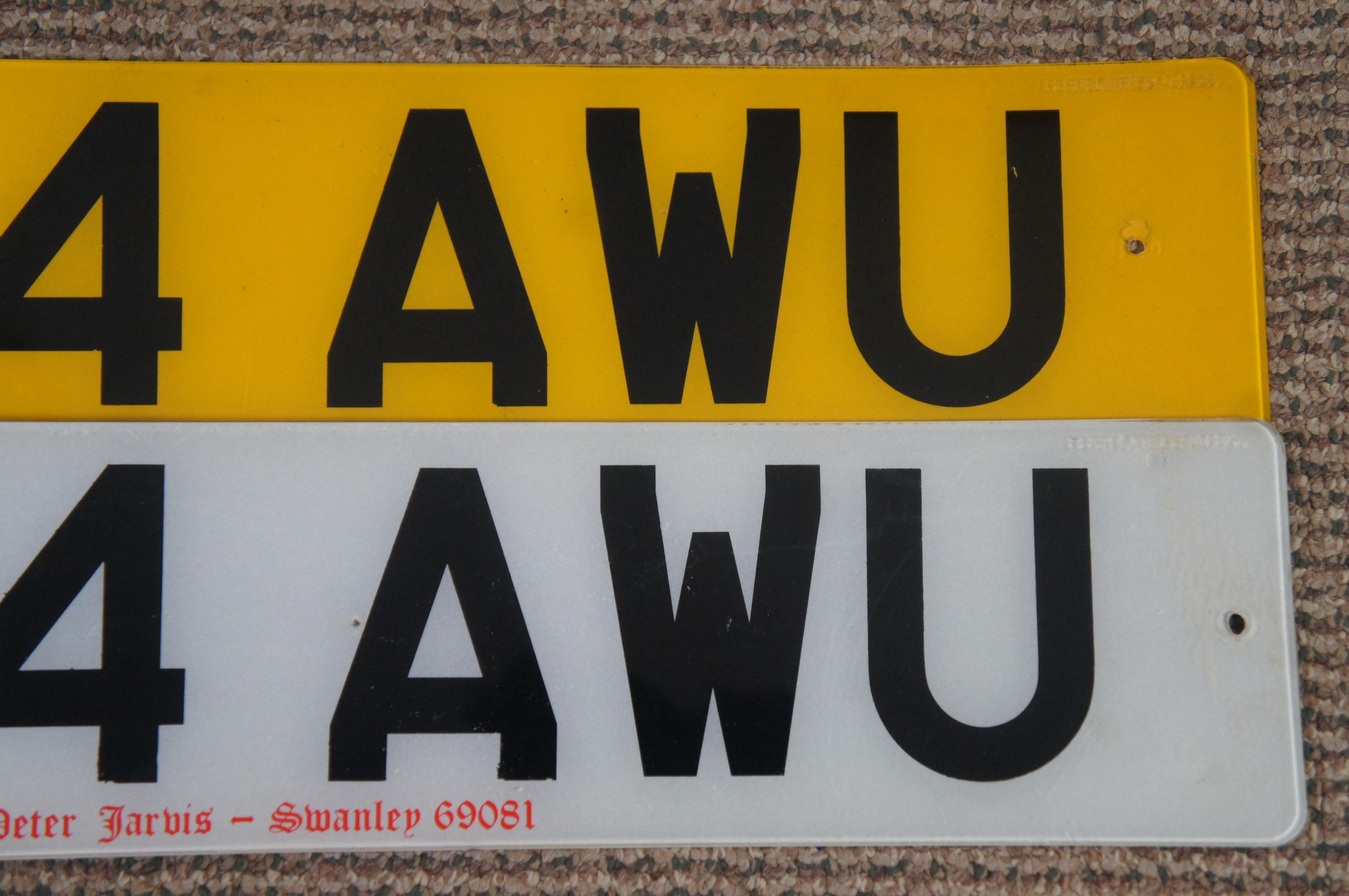 2 Peter Jarvis Euro Car Dealer Vehicle Registration License Plates Yellow White  3