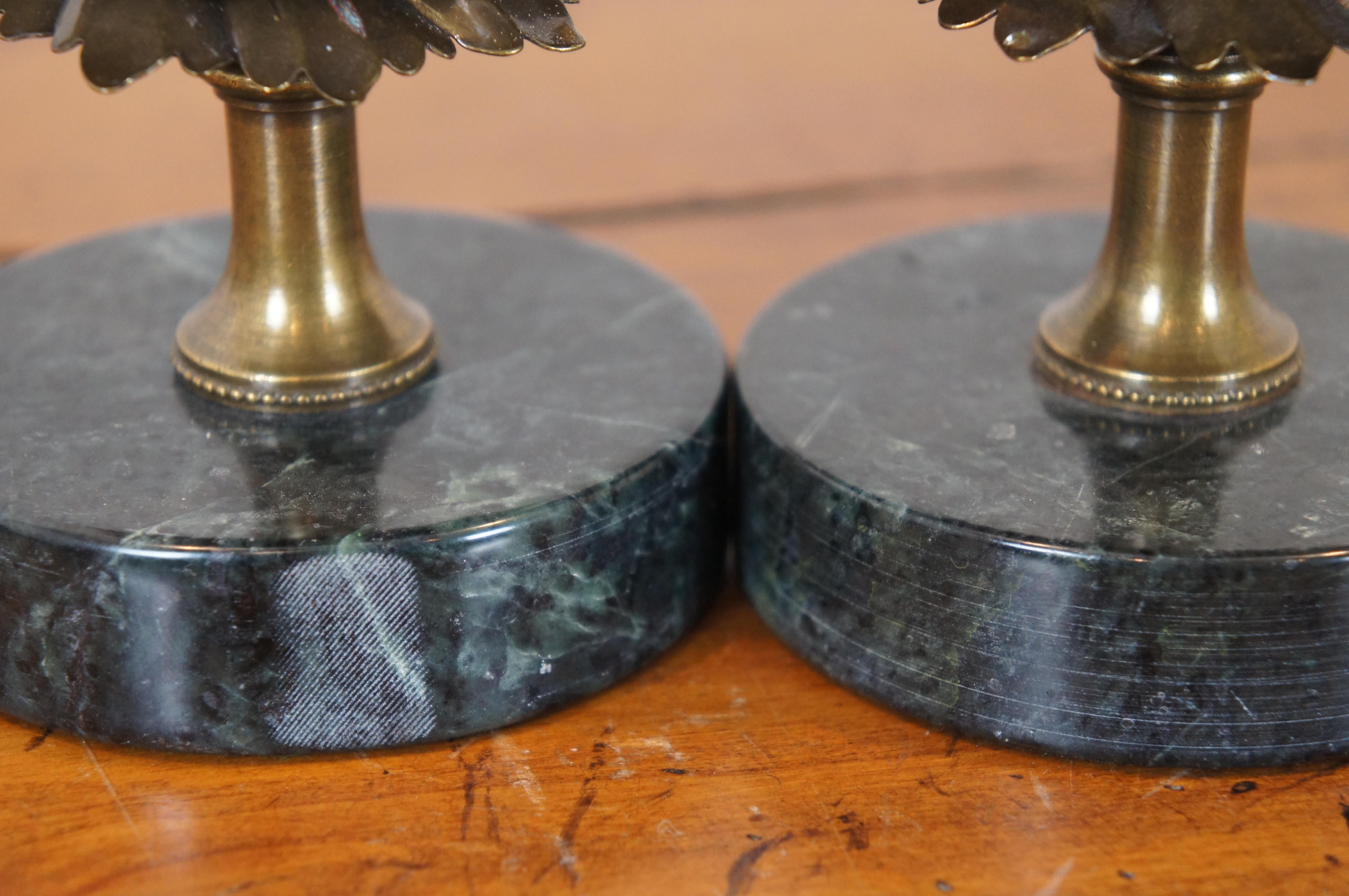 2 Petite Choses Pewter Brass Marble Pineapple Candlesticks Candle Holders 11
