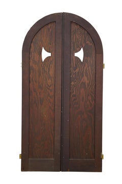 2 Petite Pairs of Reclaimed Oak Arched Domed Window Storm Shutters 17" x 33"