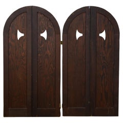 2 Pares Pequeños de Contraventanas de Ventana con Cúpula en Arco de Roble Recuperado de 17" x 33"