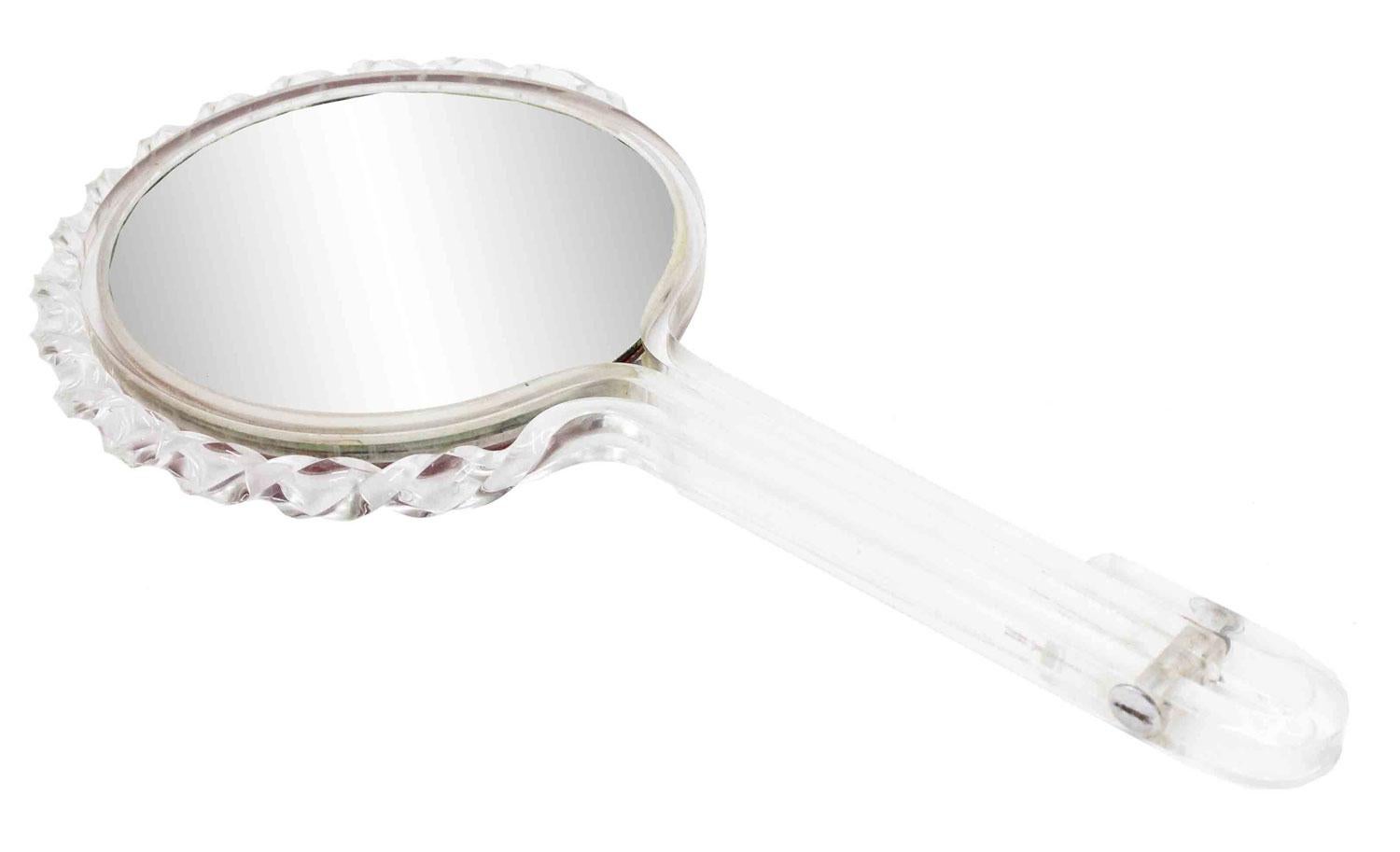 Mid-Century Modern 2-Piece American Art Moderne Lucite Mirror and Brush Set en vente