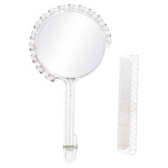 2-Piece American Art Moderne Lucite Mirror and Brush Set