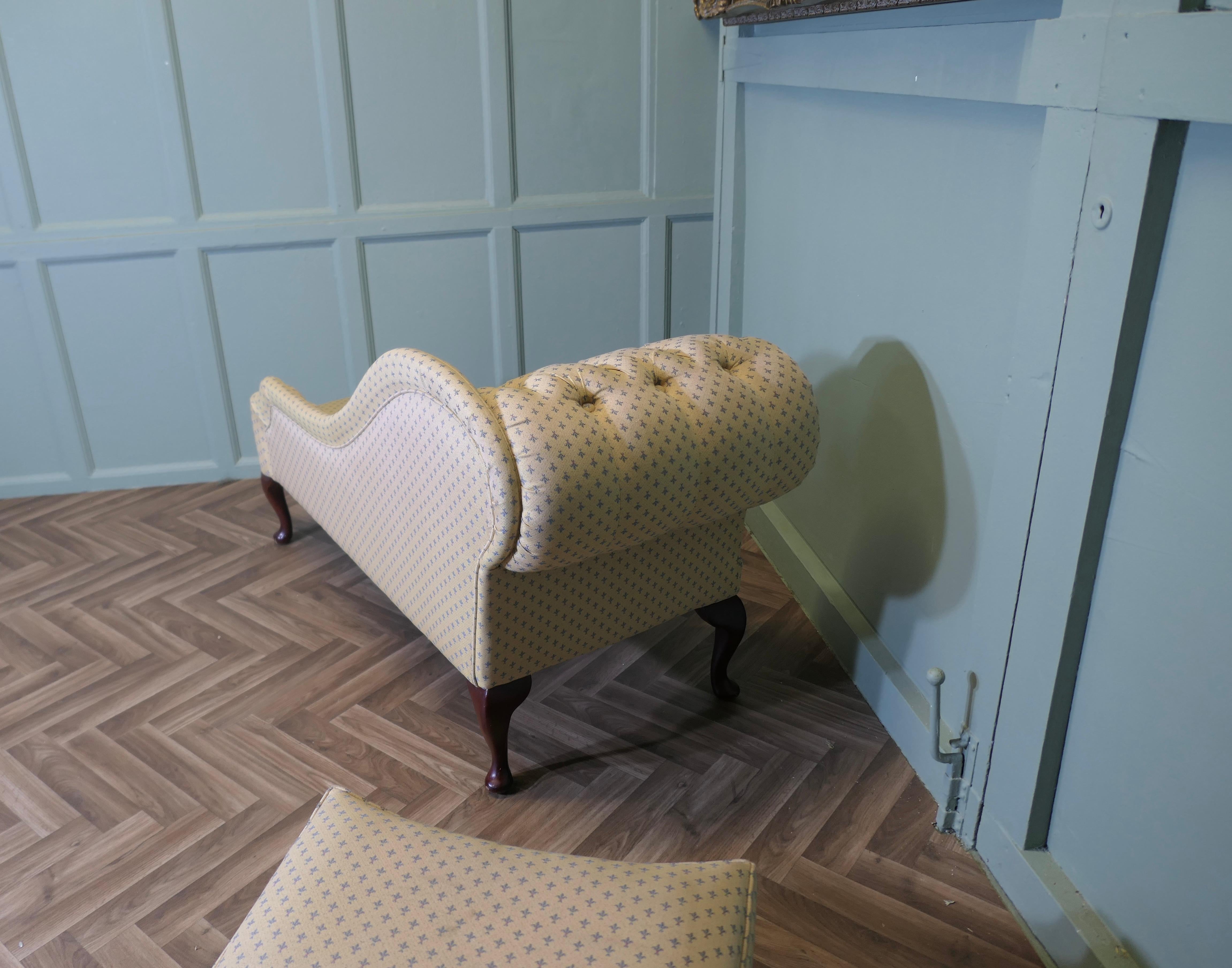 2 pièces Boudoir Chaise longue, lit de jour avec tabouret de pied en vente 4