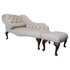 2 Stück Boudoir Chaise Long, Tagesbett mit Fußhocker
