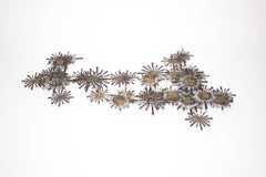 2 Piece Brass and Steel Nail Wall Sculpture