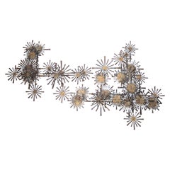 2 Piece Brass and Steel Nail Wall Sculpture