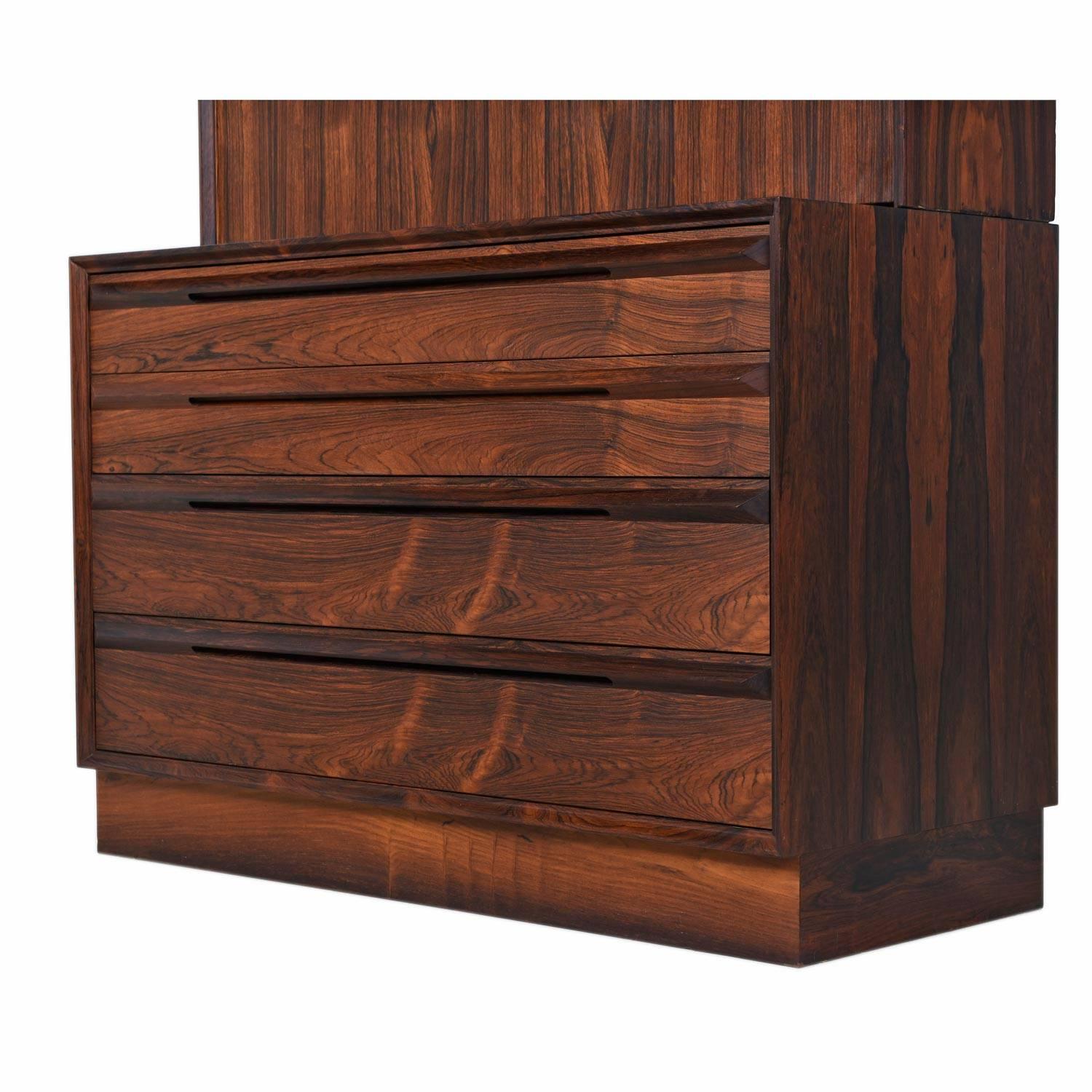 Late 20th Century Two-Piece Danish Rosewood Hutch Bookcase Bar