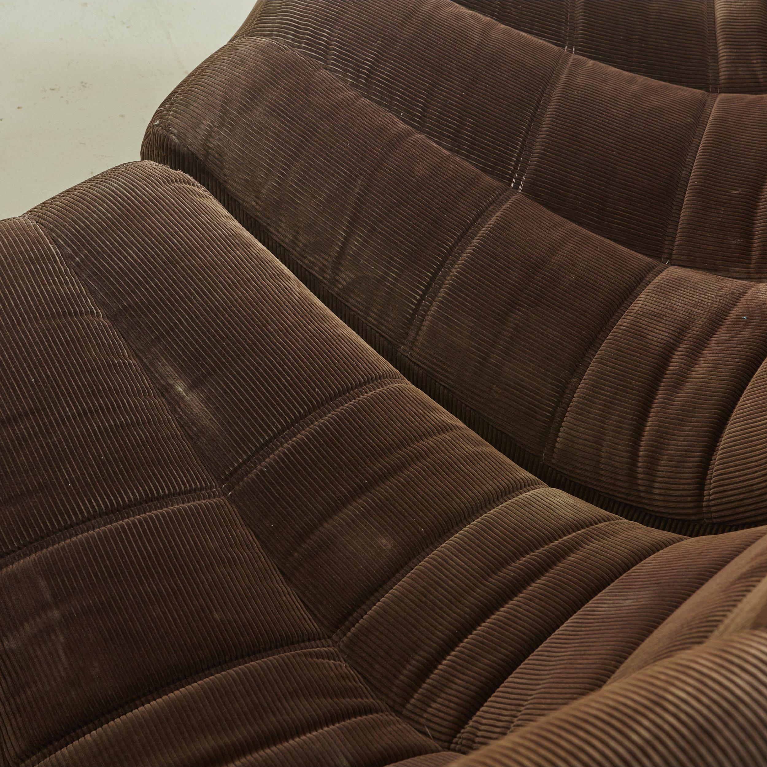 2-Piece 'Gilda' Sofa in Brown Corduroy by Michel Ducaroy for Ligne Roset, France For Sale 1