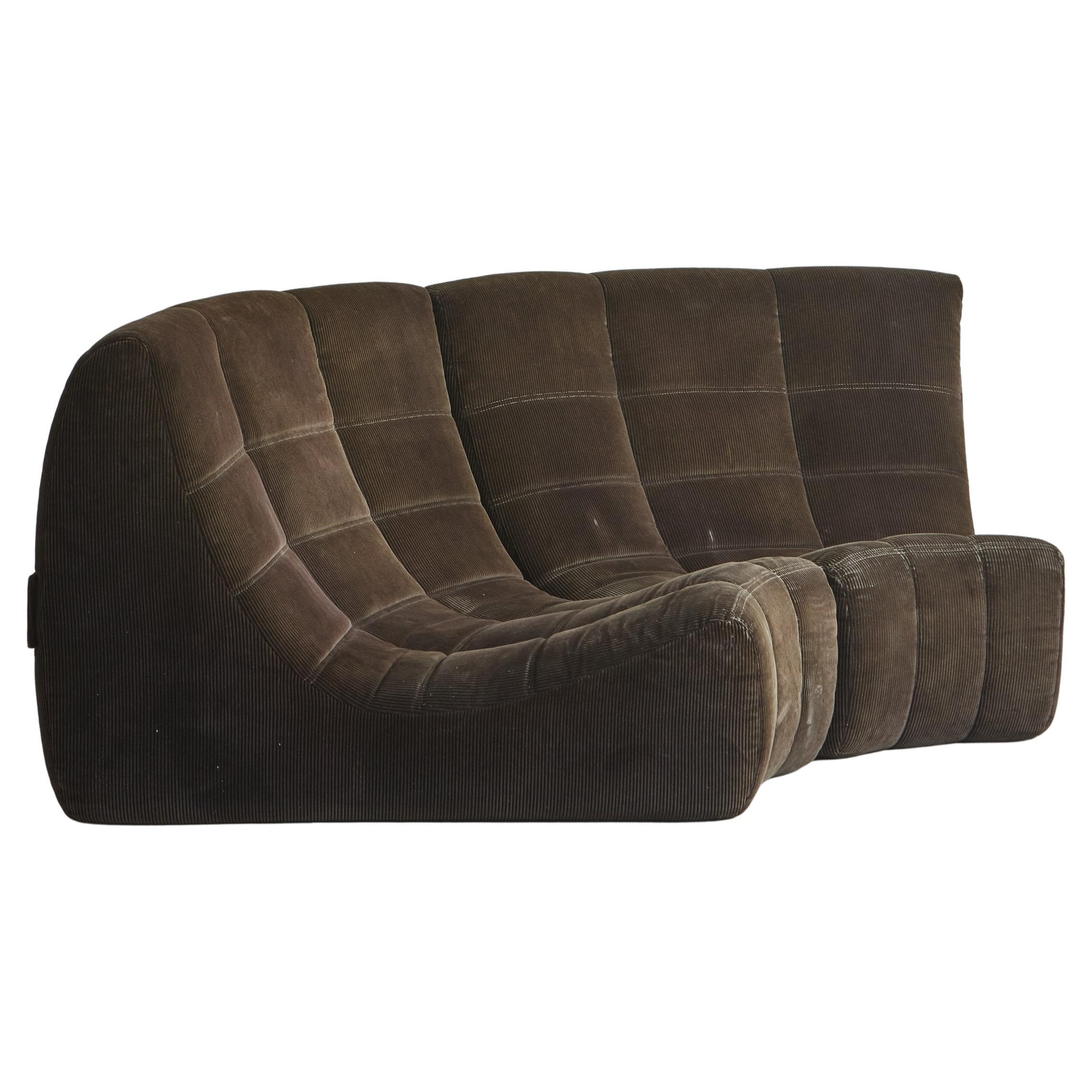 2-Piece 'Gilda' Sofa in Brown Corduroy by Michel Ducaroy for Ligne Roset, France For Sale