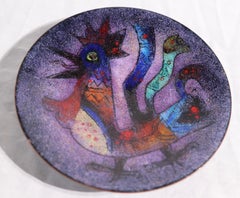 Lotto di 2 pezzi di piatti smaltati della metà del secolo scorso di Karl Drerup