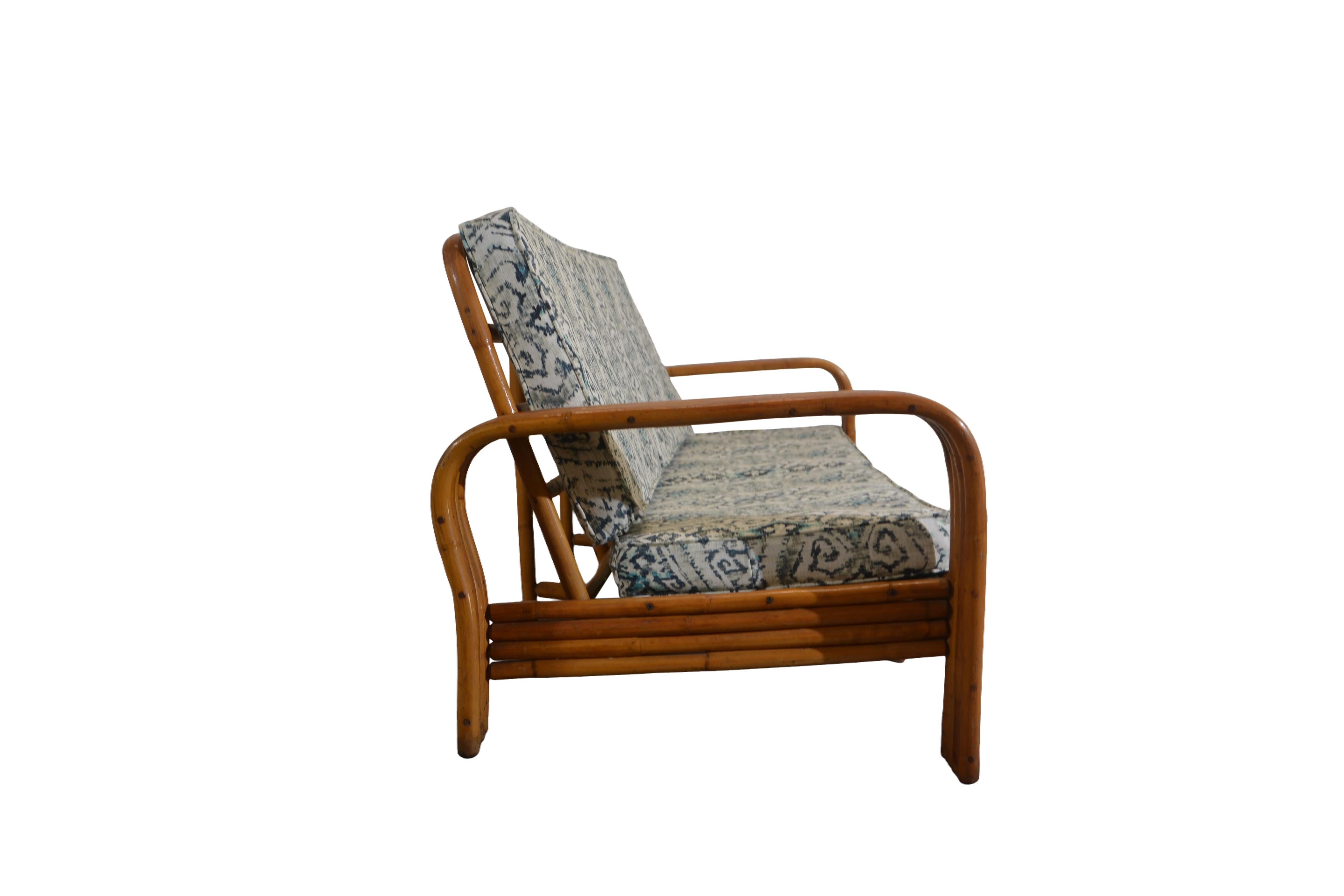 20th Century 2 Piece Mid-Century Bamboo Loveseat & Lounge Chair For Sale