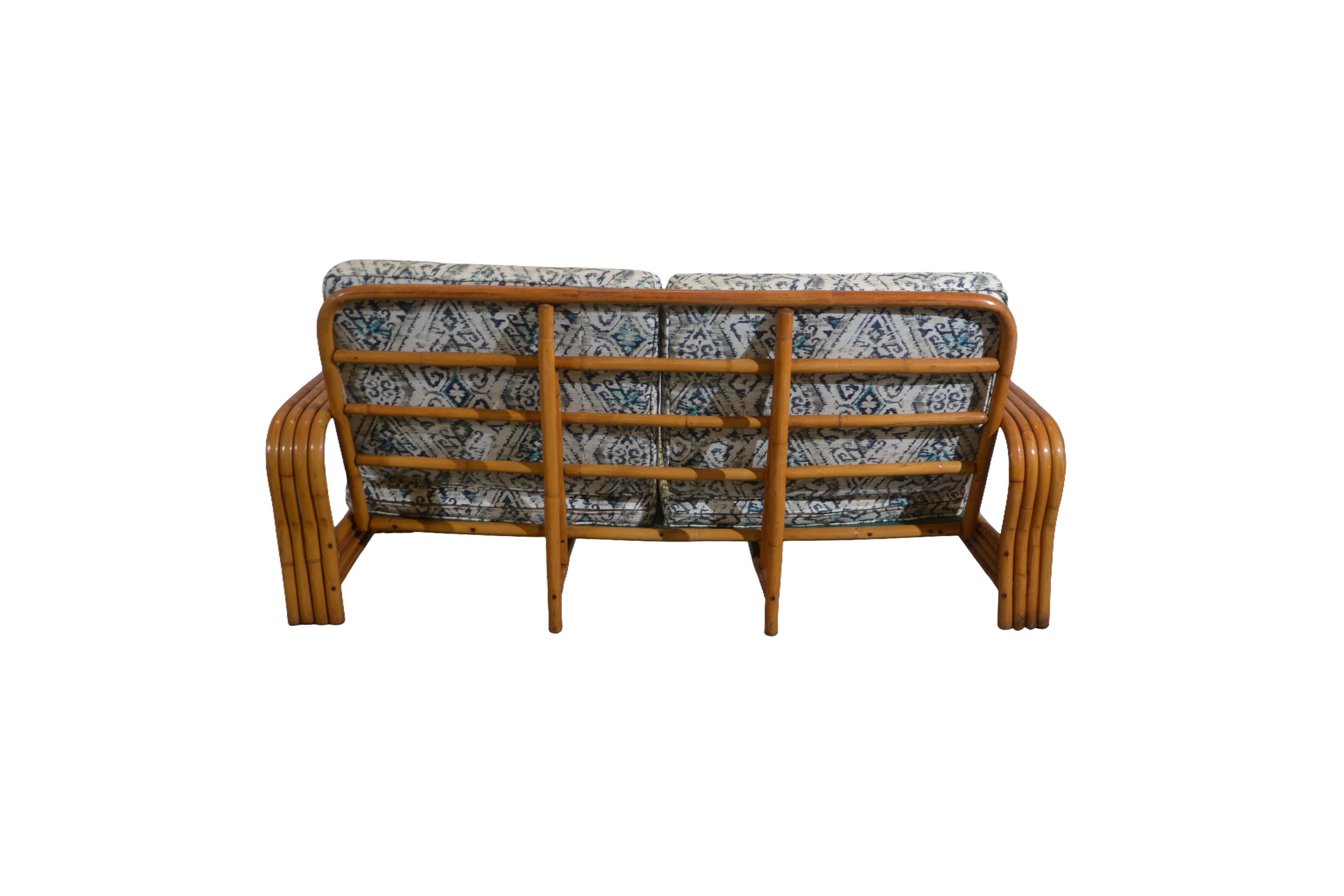 2 Piece Mid-Century Bamboo Loveseat & Lounge Chair For Sale 1