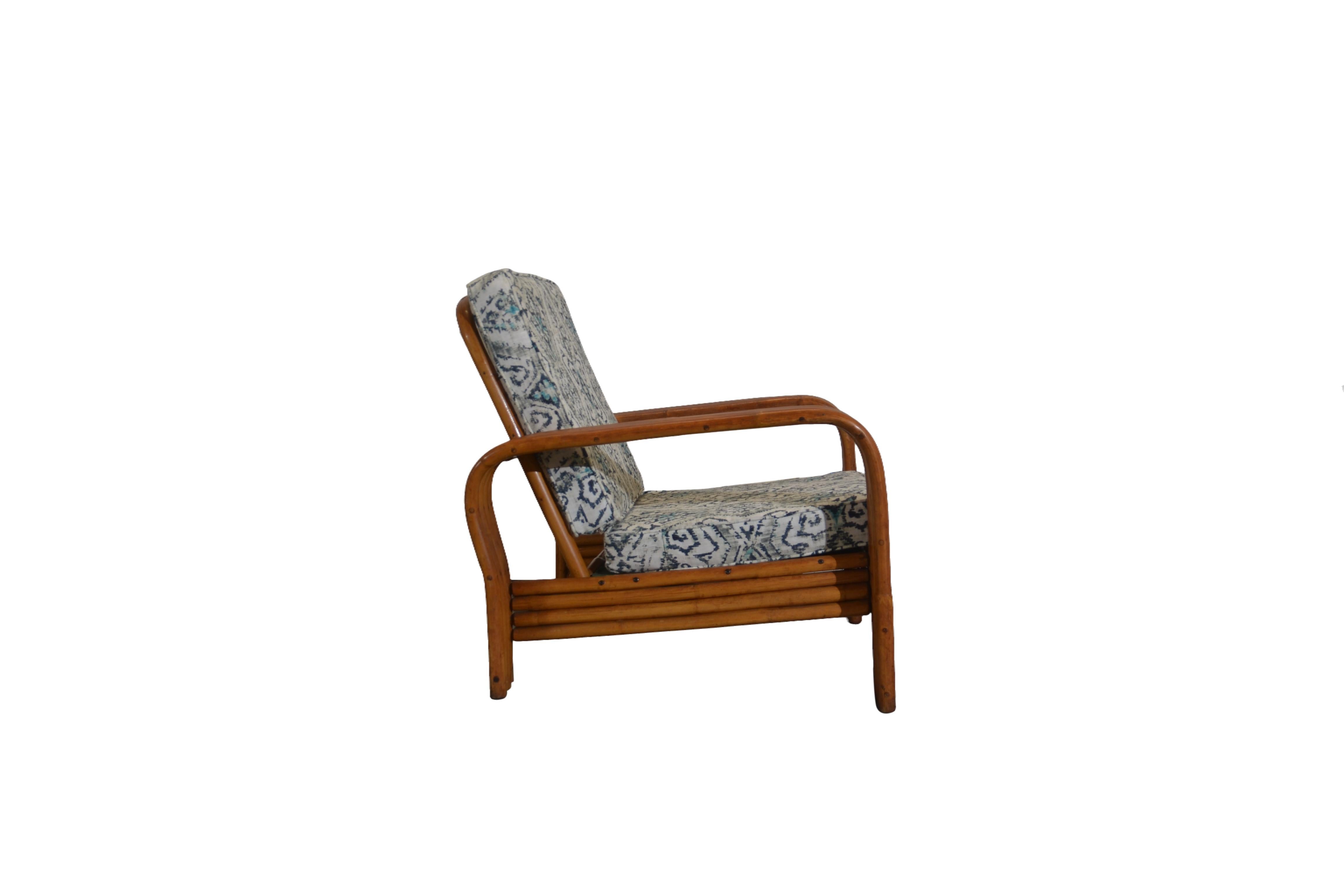 2 Piece Mid-Century Bamboo Loveseat & Lounge Chair For Sale 3