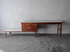 2-Piece Mid Century Walnut and Formica Desk