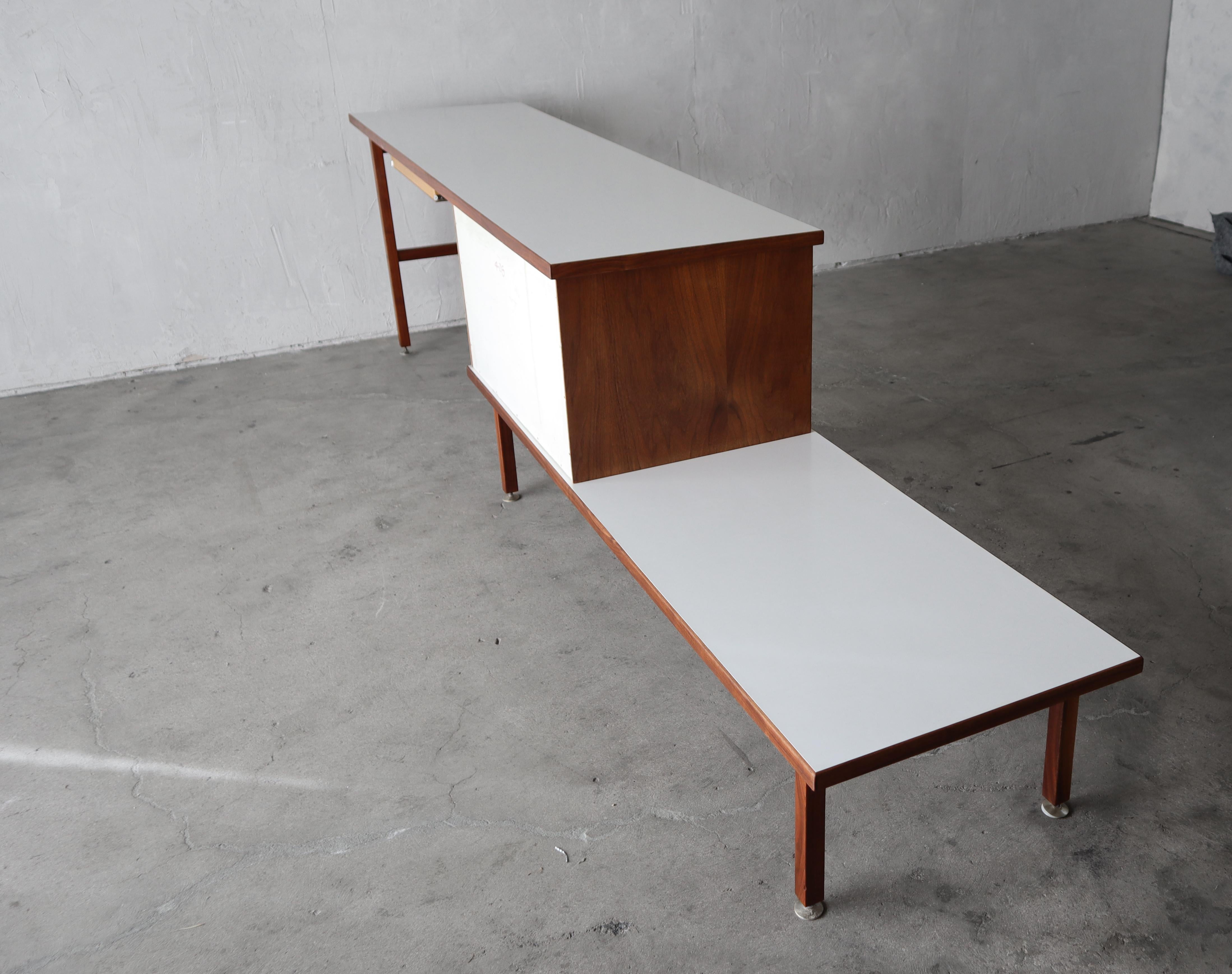 Mid-Century Modern 2-Piece Mid Century Walnut and Formica Desk For Sale