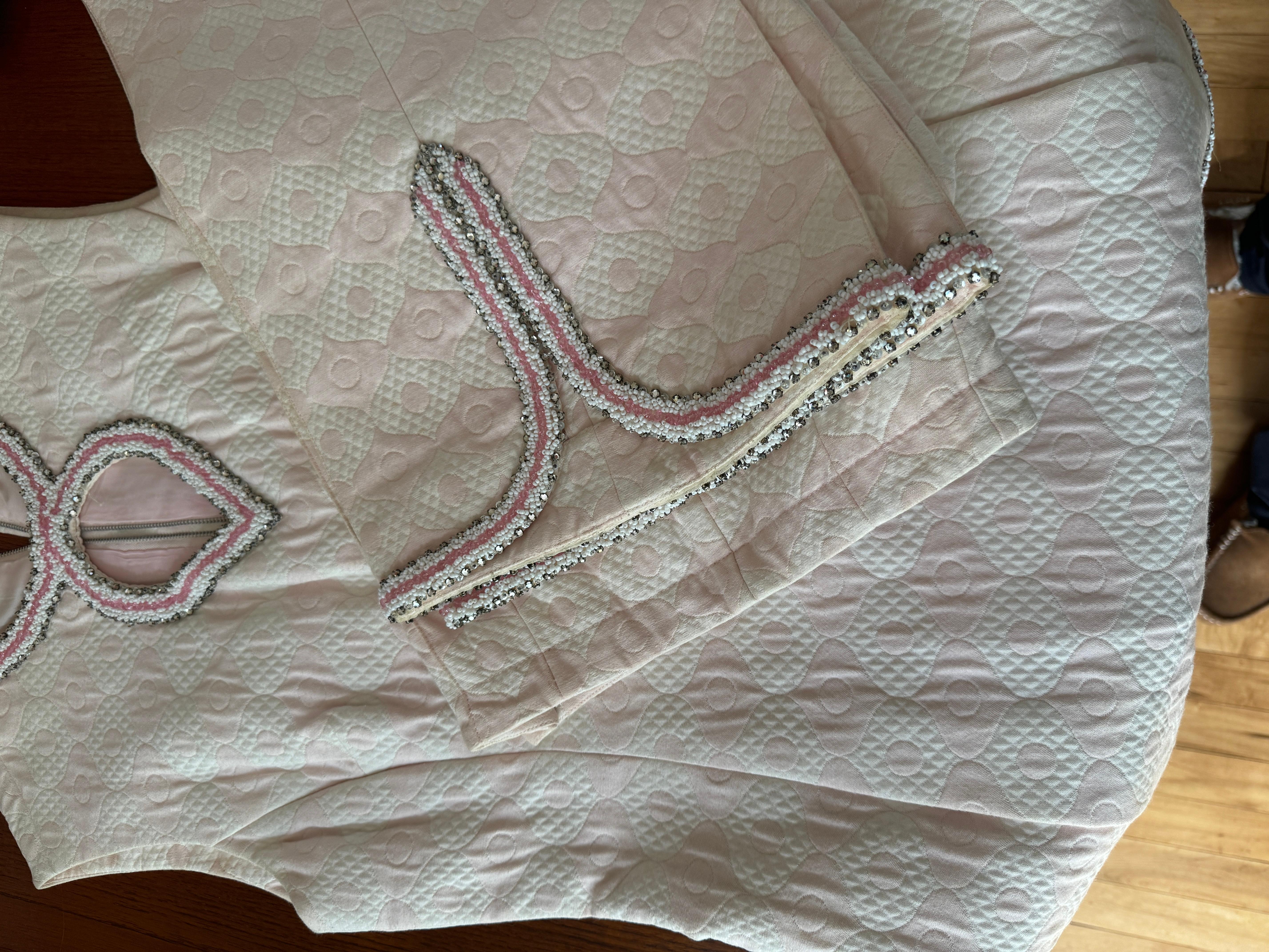 Women's Pink Rhinestone Tunic Pant Suit Vintage 1960s For Sale