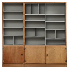 2-Piece Scandinavian Oak Bookcase System by Børge Mogensen, Denmark 1970s