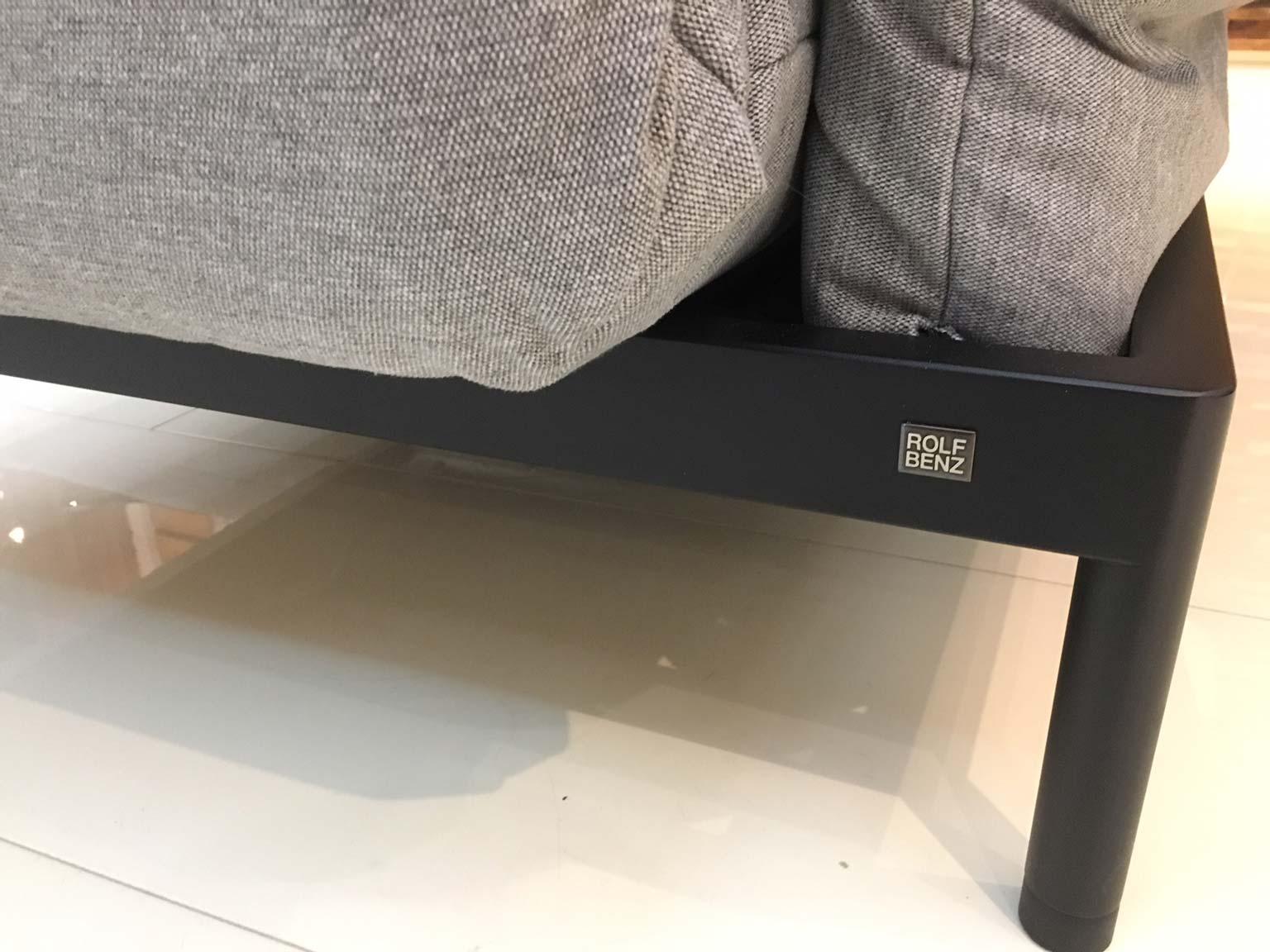 Modern 2-Piece Sectional Sofa in Grey Fabric Black Steel Frame with Recline Function