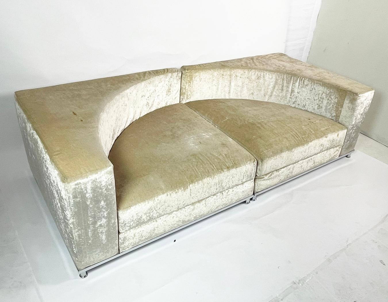 Textile 2 Piece Sectional Sofa made in Italy by Saba Italia For Sale
